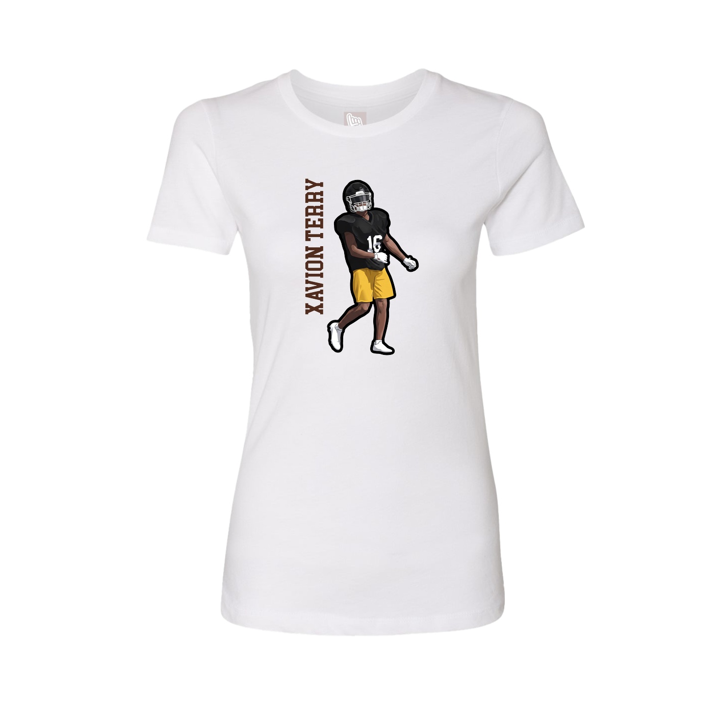 Fitted Women's Tee — Name Vertical in White