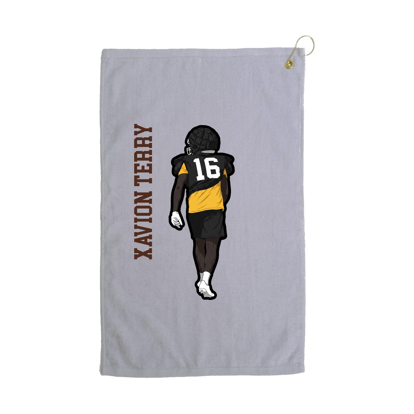 Golf Towel — Name Vertical in Grey