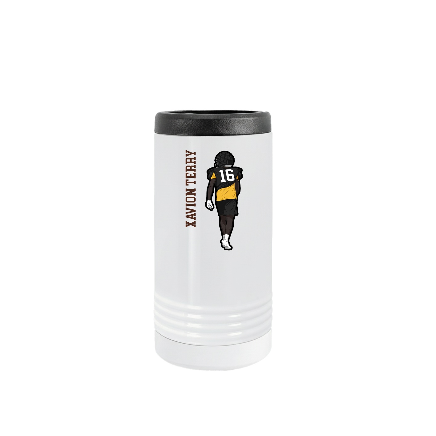 Slim Beverage Holder — Name Vertical in White