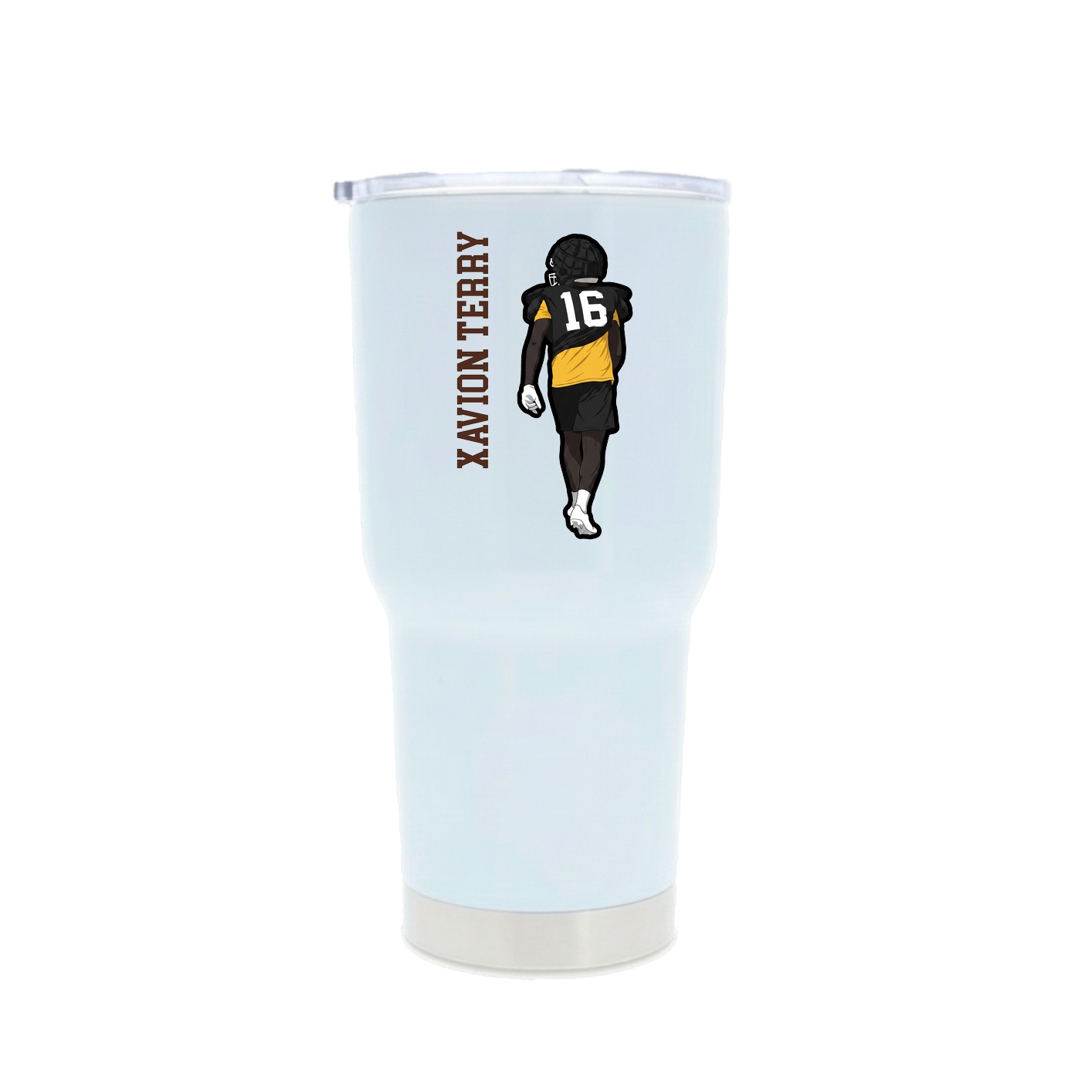 30oz Stainless Steel Tumbler — Name Vertical in White