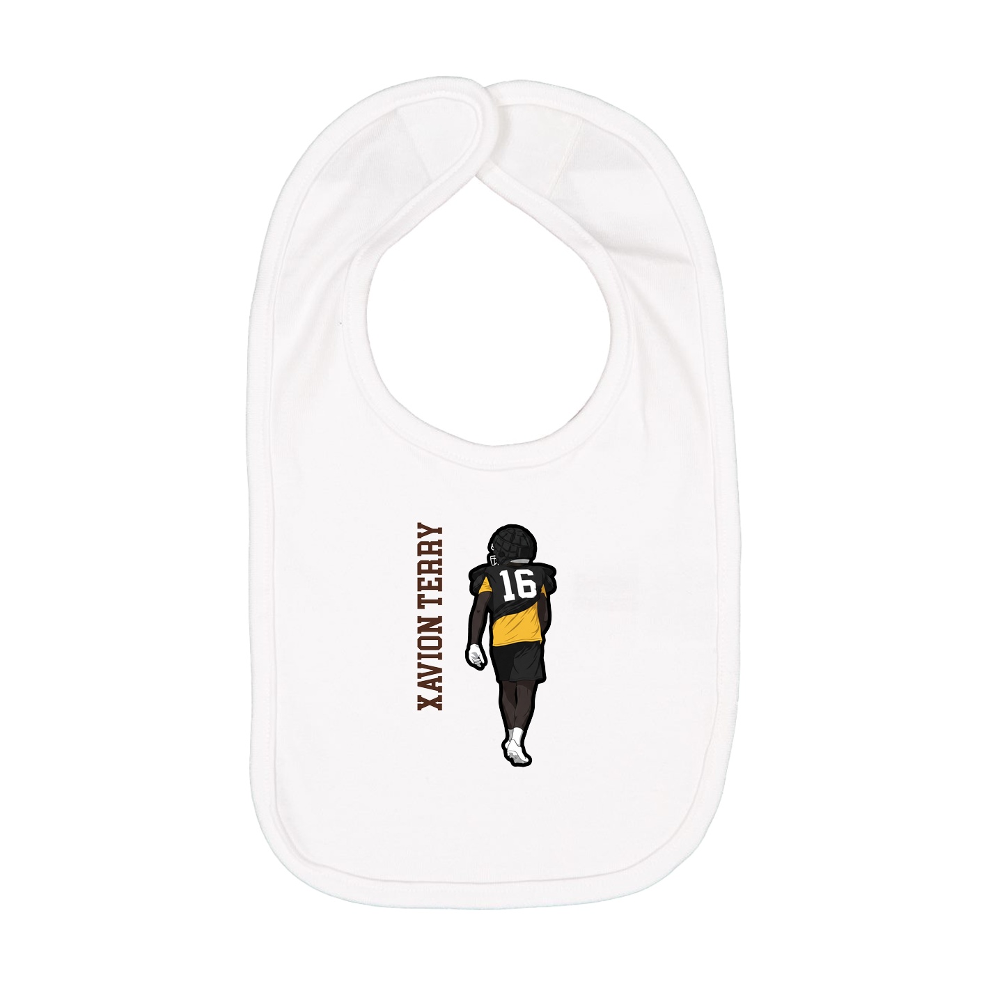 Infant Bib — Name Vertical in White