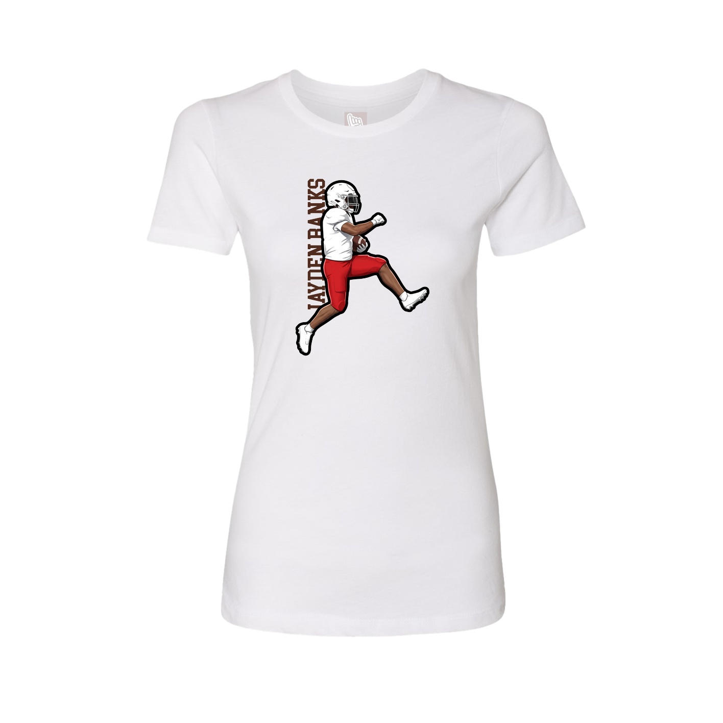 Fitted Women's Tee — Name Vertical in White