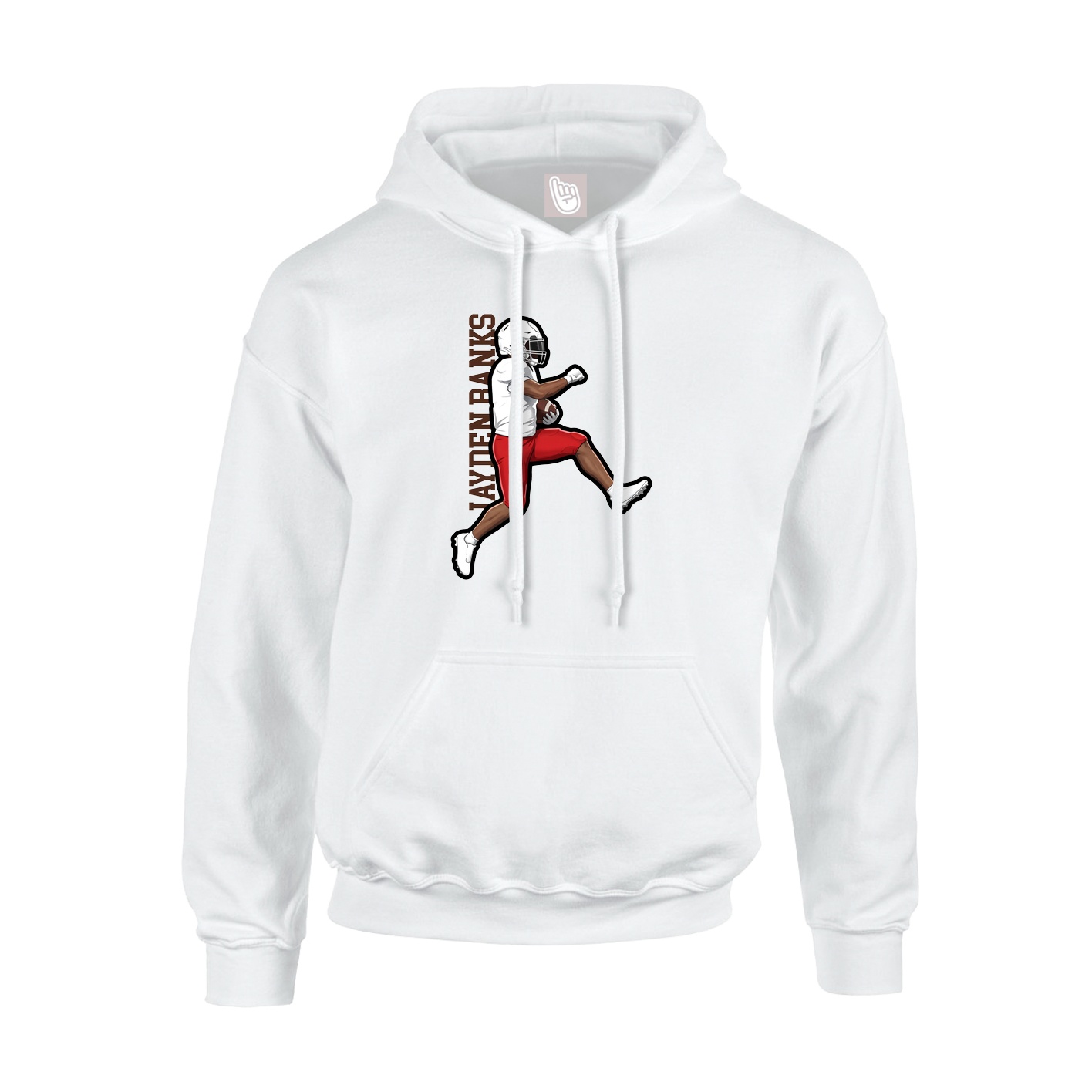 Youth Hoodie — Name Vertical in White