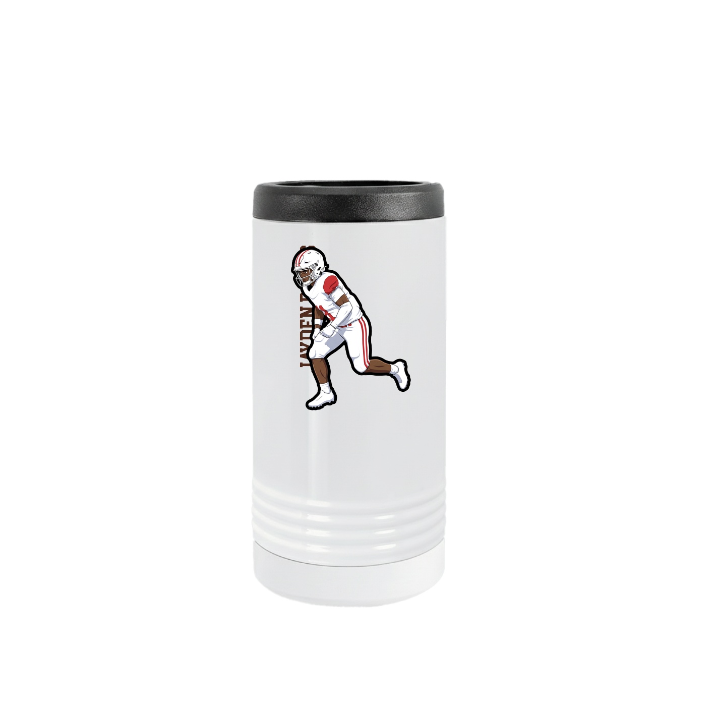 Slim Beverage Holder — Name Vertical in White