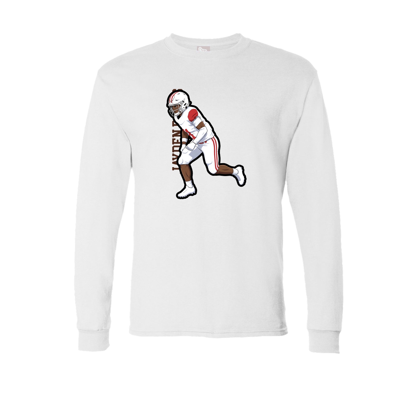 Long Sleeve Tee — Name Vertical in White
