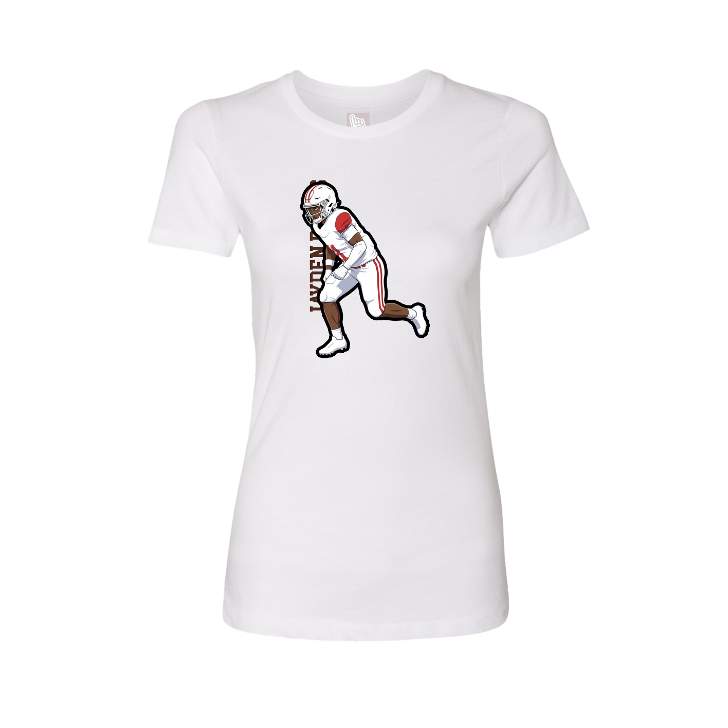 Womens Tee — Name Vertical in White