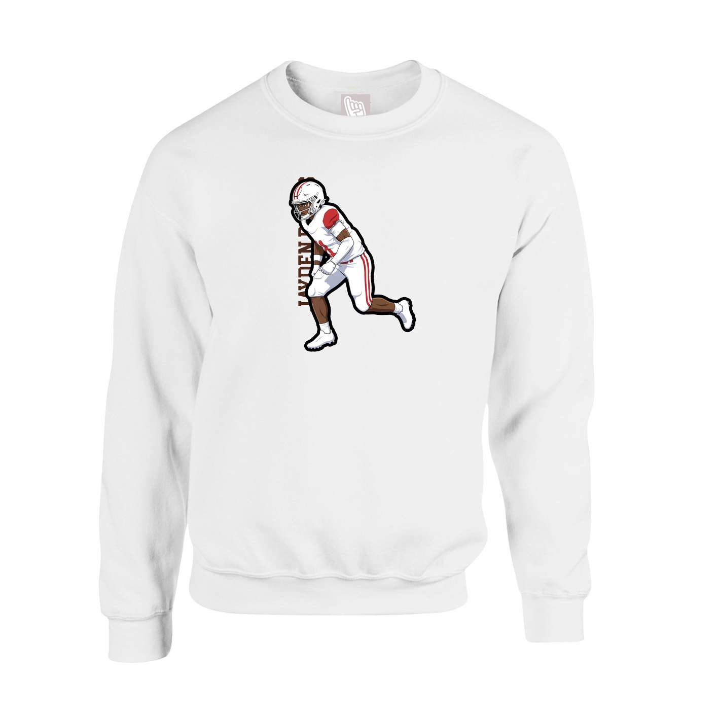 Fleece Crew — Name Vertical in White