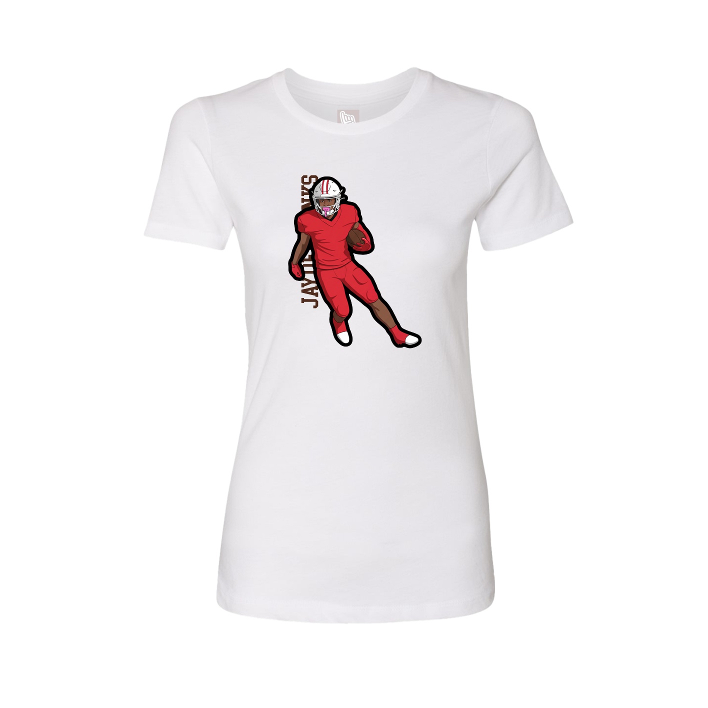 Womens Tee — Name Vertical in White