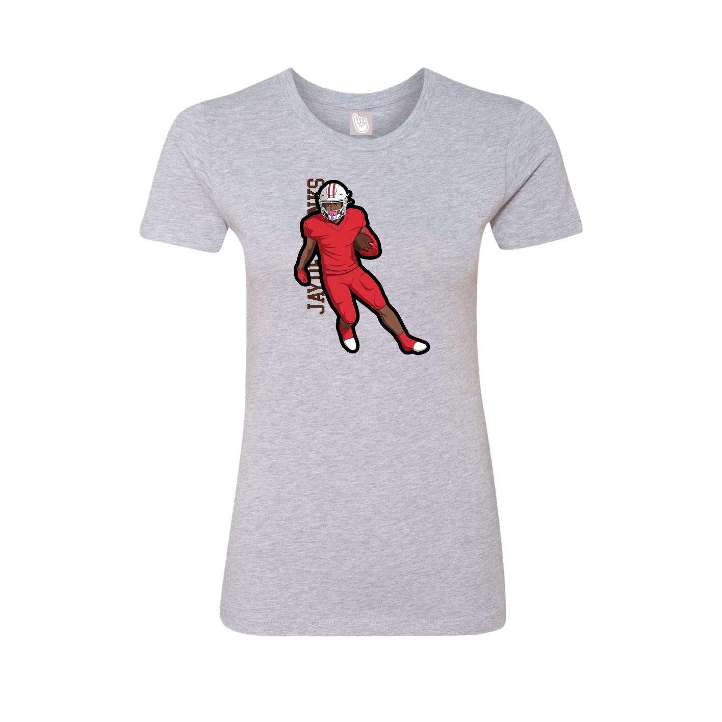 Fitted Women's Tee — Name Vertical in Grey