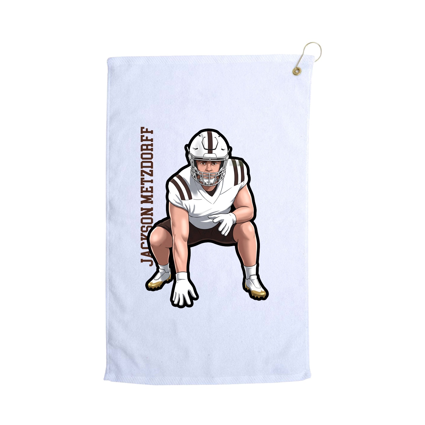 Golf Towel — Name Vertical in White