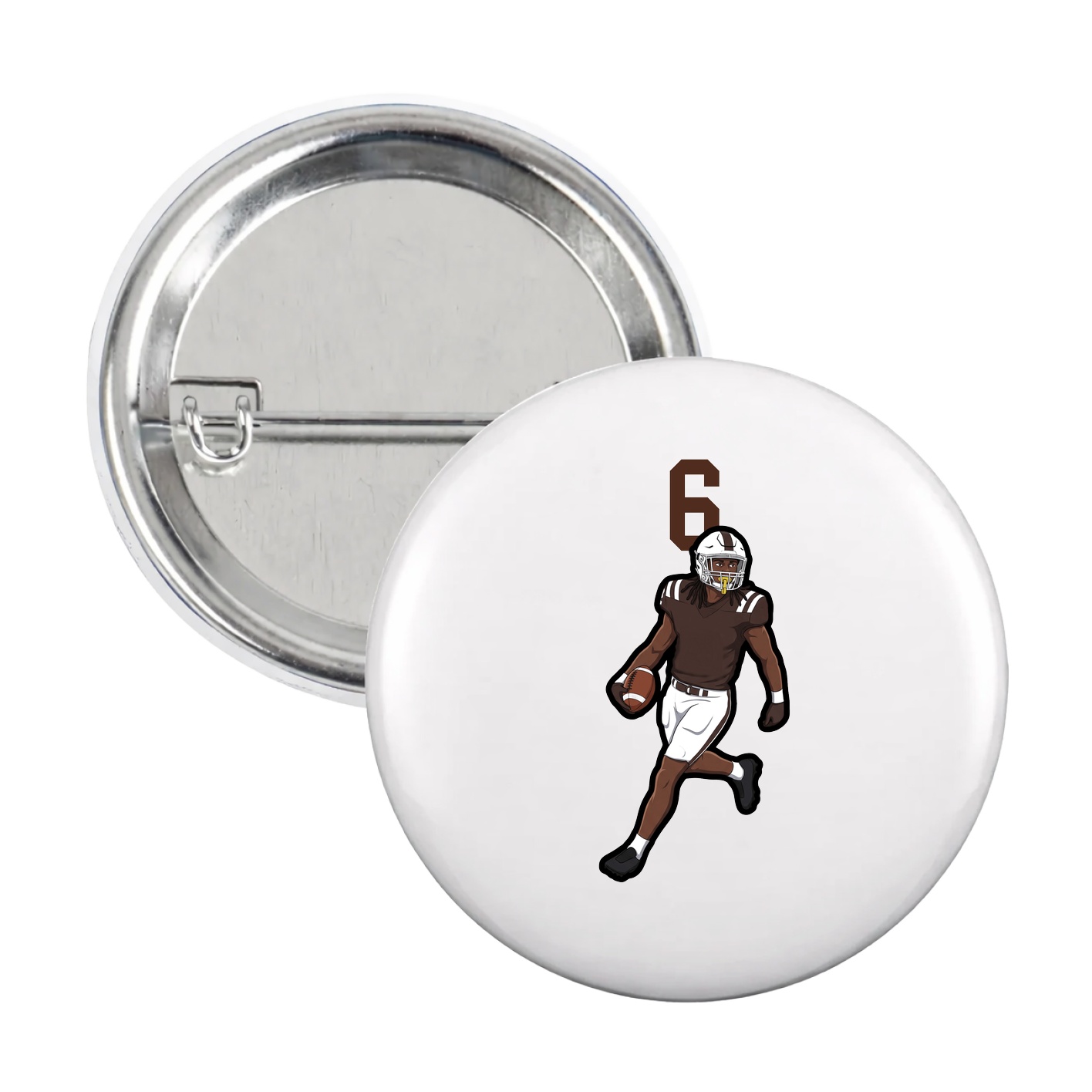 Game Day Button — Number Top in White