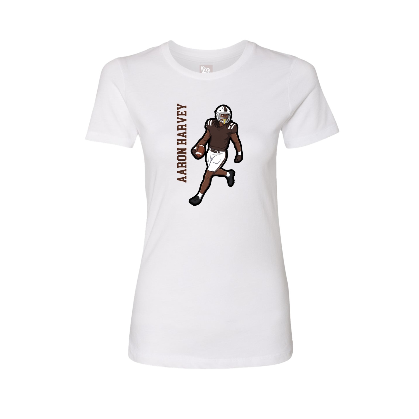 Fitted Women's Tee — Name Vertical in White