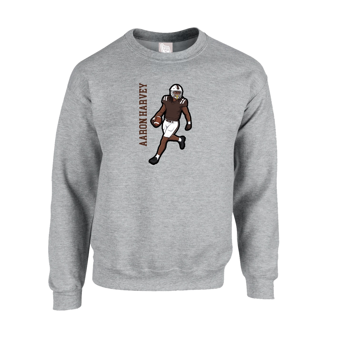 Fleece Crew — Name Vertical in Grey