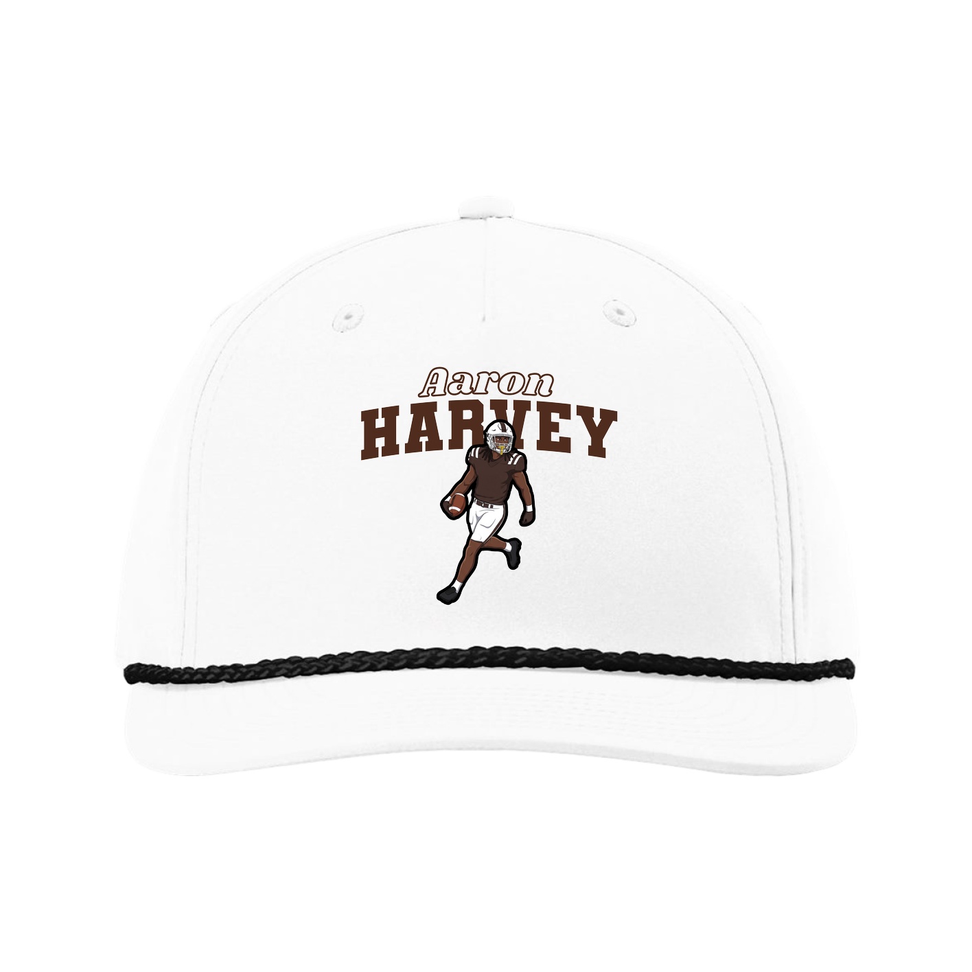 Five-Panel Classic Rope Cap — Name Arch in White