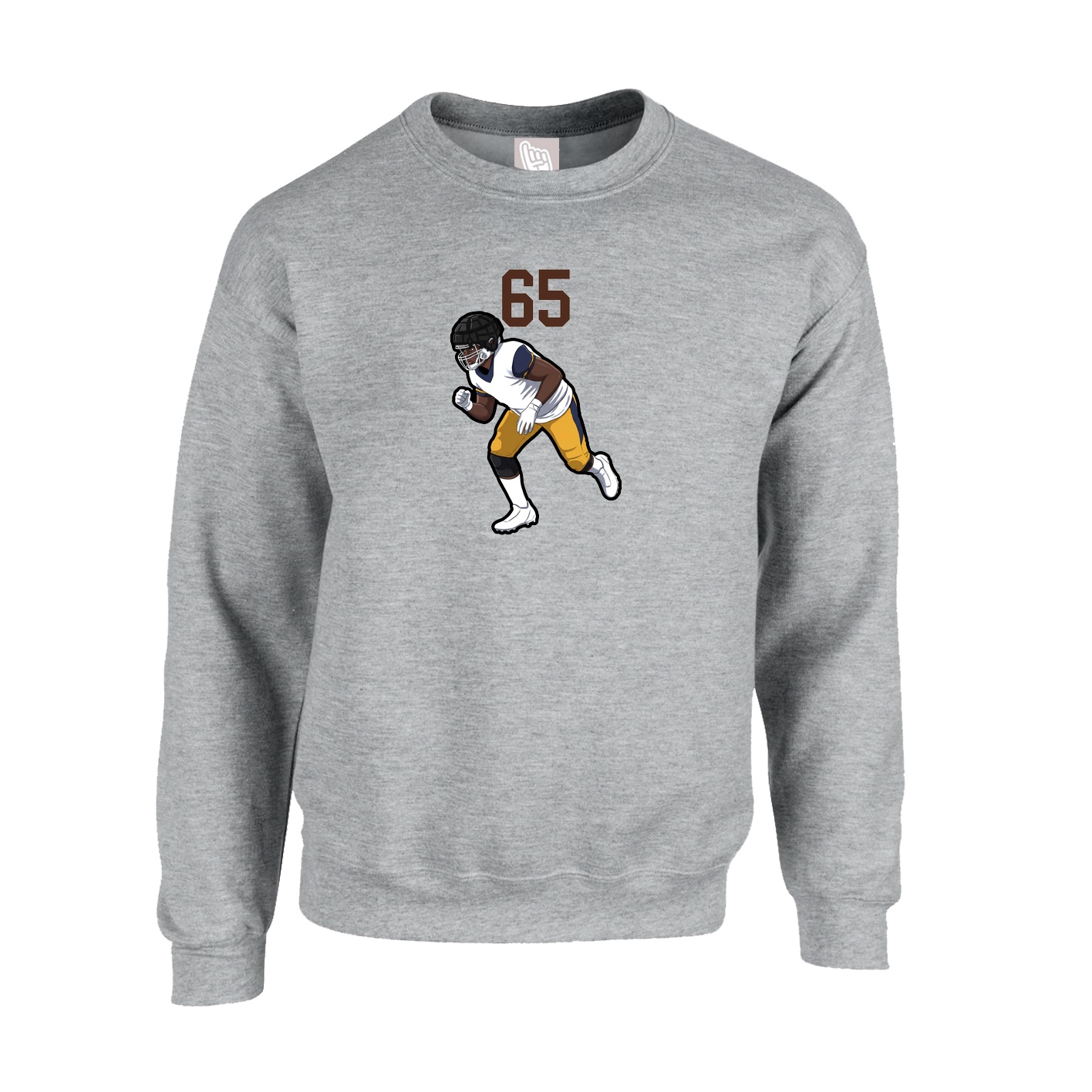 Fleece Crew — Number Top in Grey