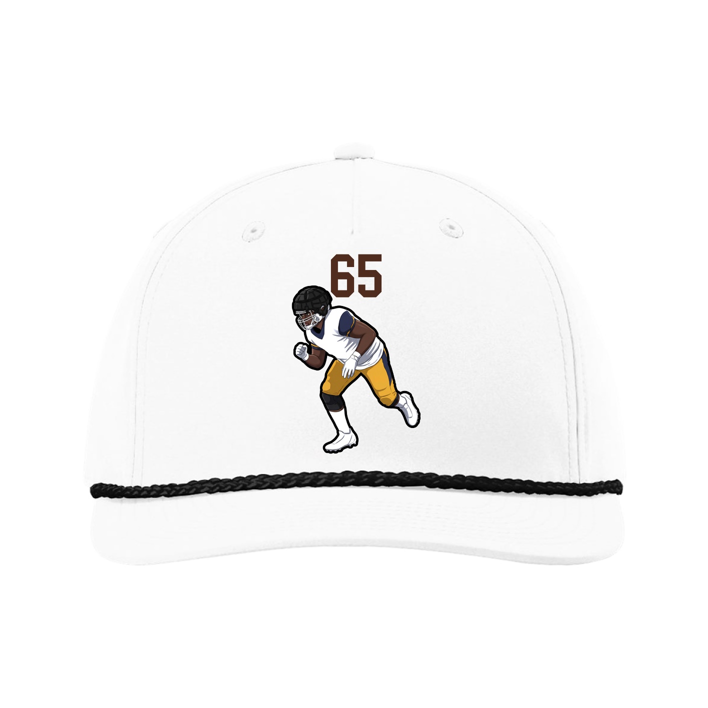 Five-Panel Classic Rope Cap — Number Top in White