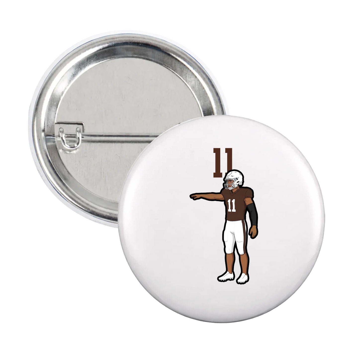 Game Day Button — Number Top in White