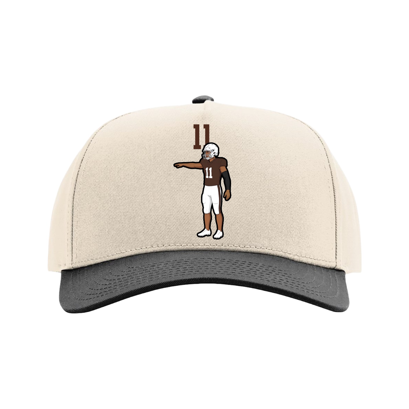 Full Fabric Five-Panel Champ Cap — Number Top in Cream/Black