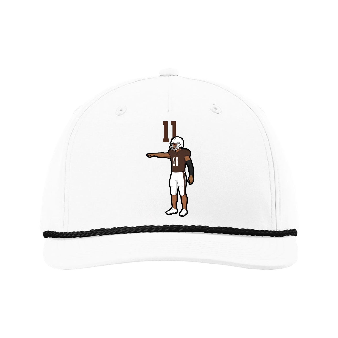 Five-Panel Classic Rope Cap — Number Top in White