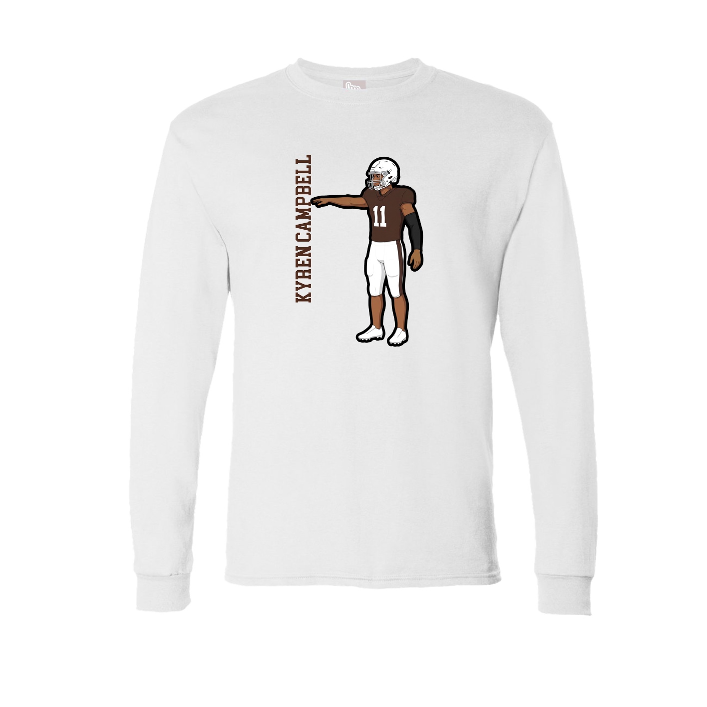 Long Sleeve Tee — Name Vertical in White