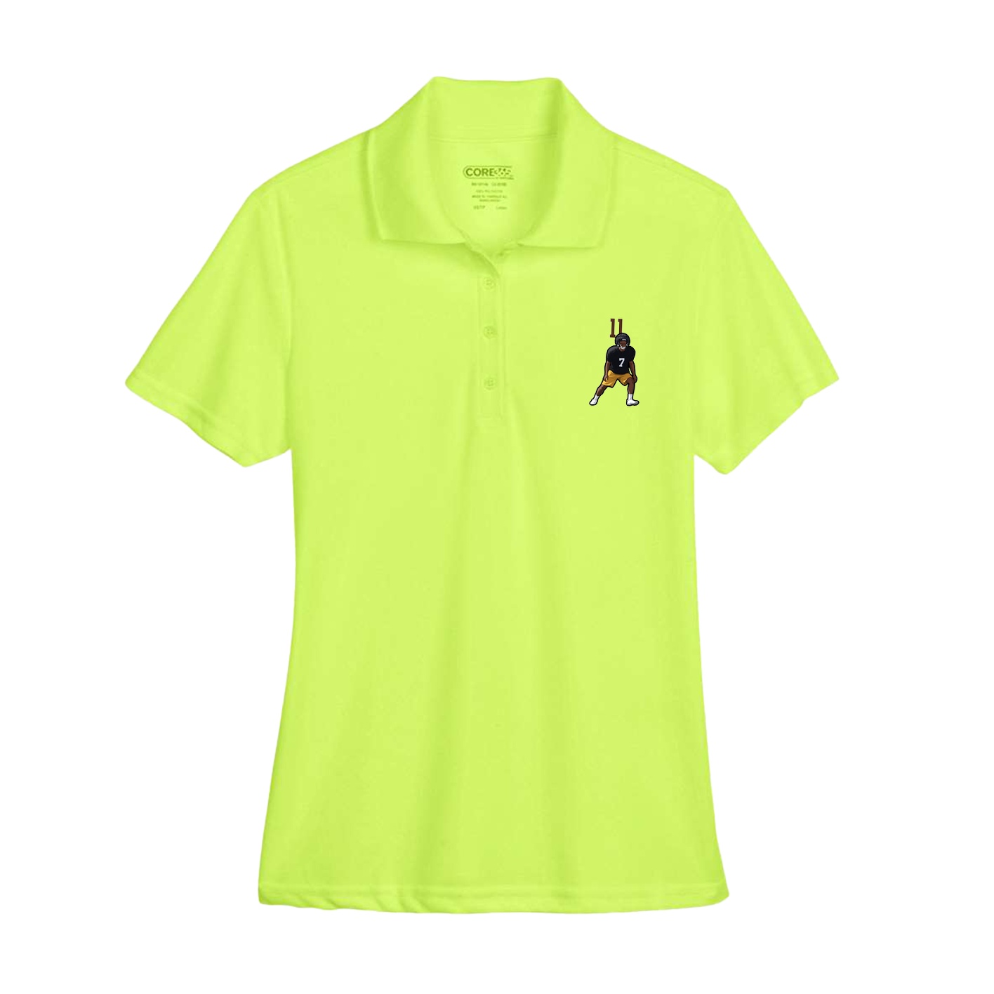 Womens Performance Polo — Number Top in Yellow