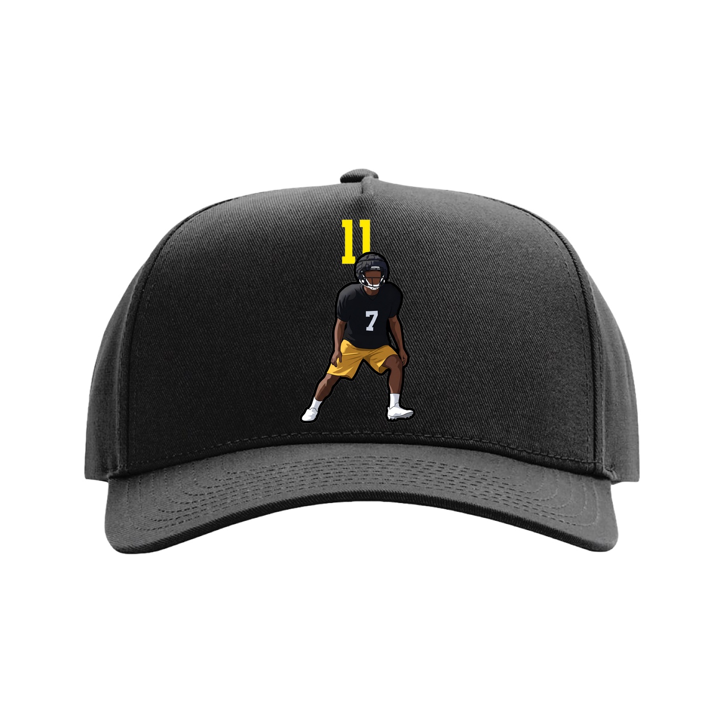 Full Fabric Five-Panel Champ Cap — Number Top in Black