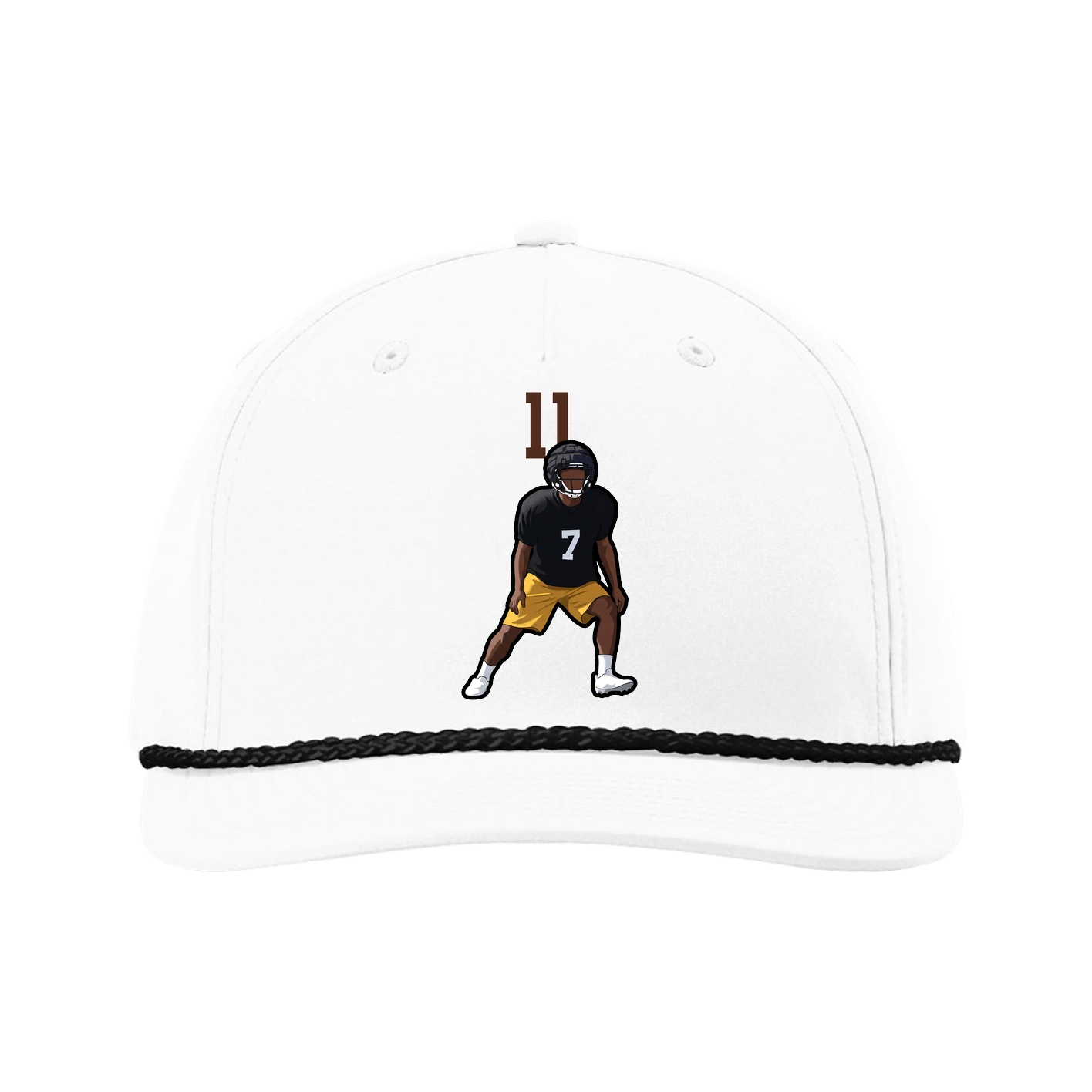 Five-Panel Classic Rope Cap — Number Top in White