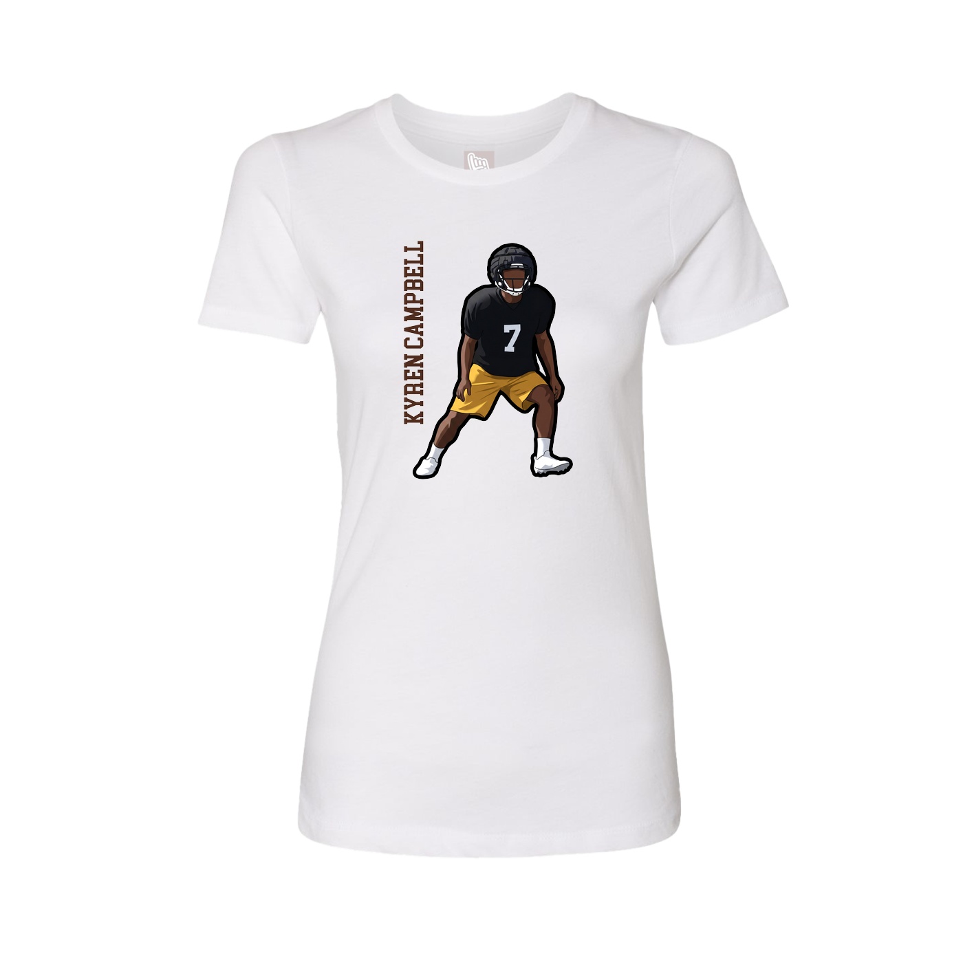 Womens Tee — Name Vertical in White