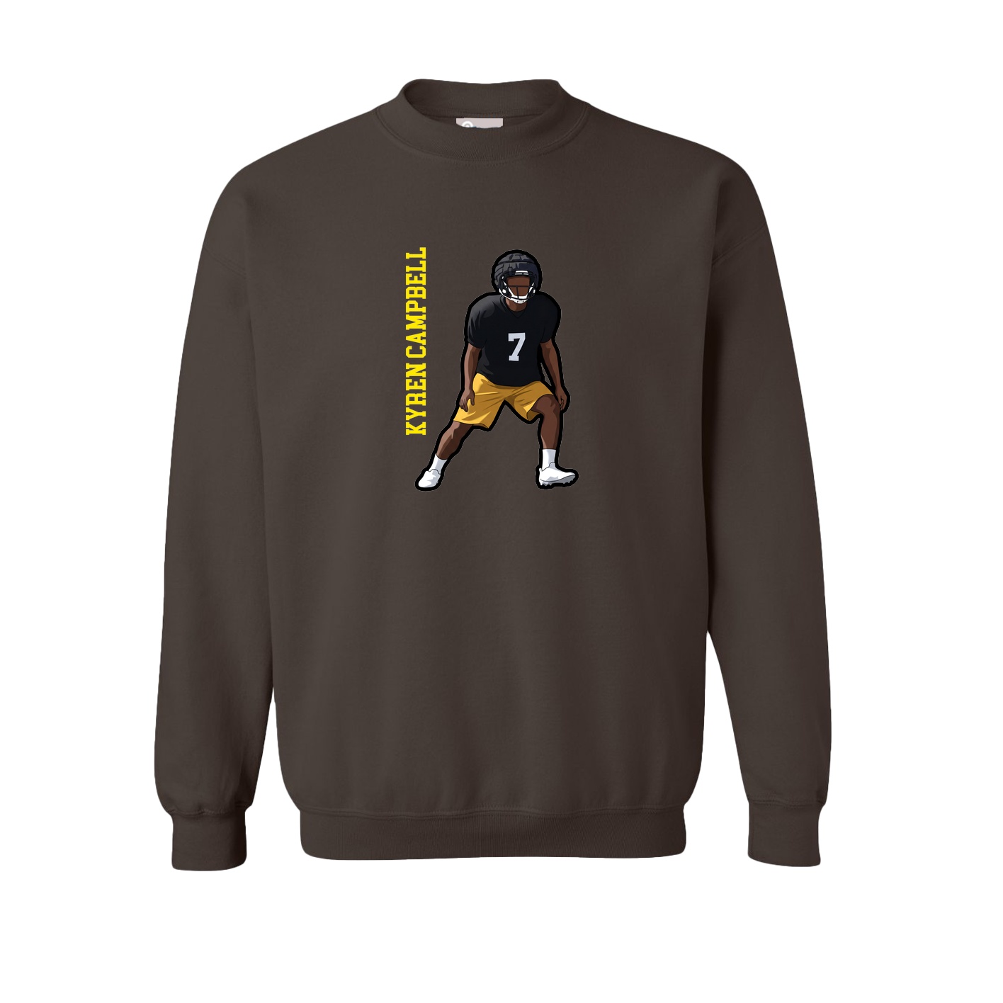 Fleece Crew — Name Vertical in Brown