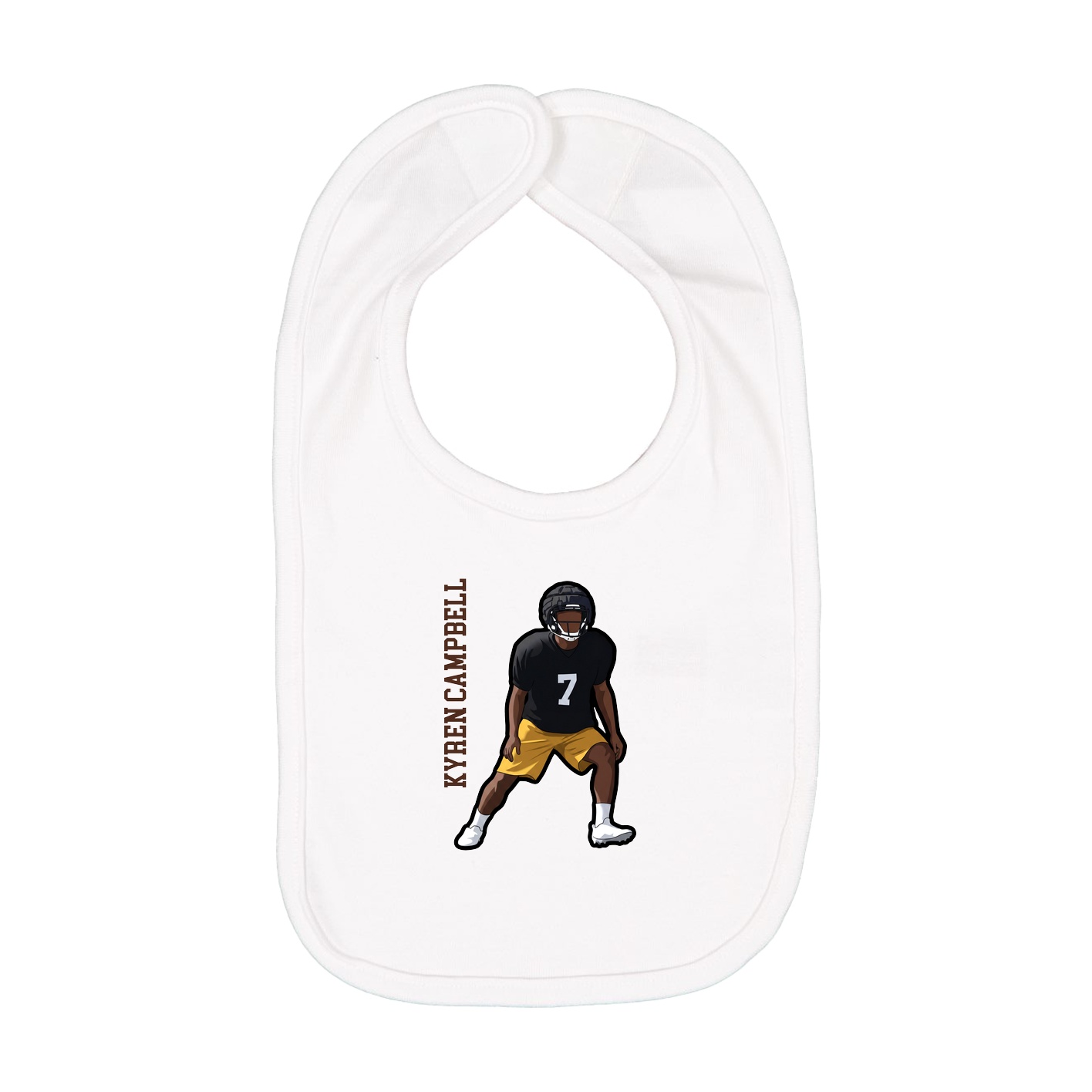 Infant Bib — Name Vertical in White