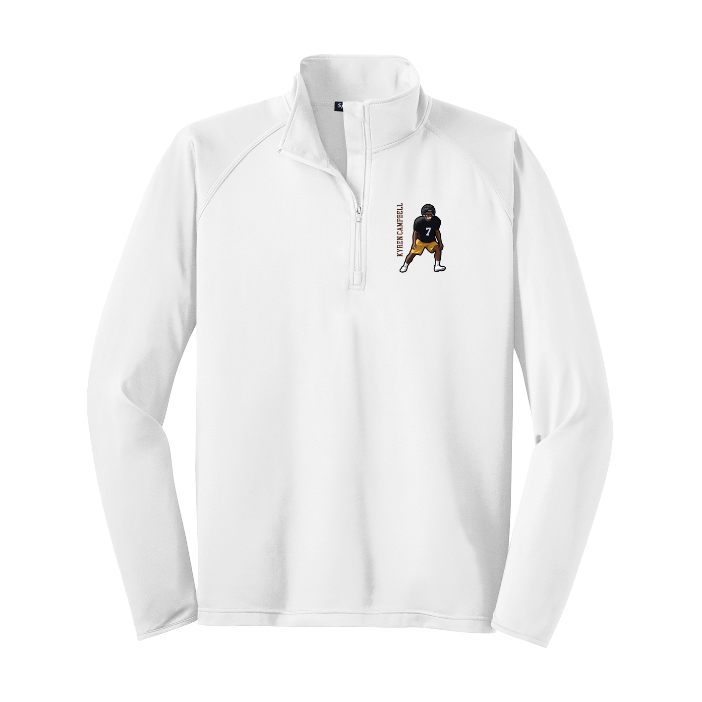Q-Zip Pullover — Name Vertical in White