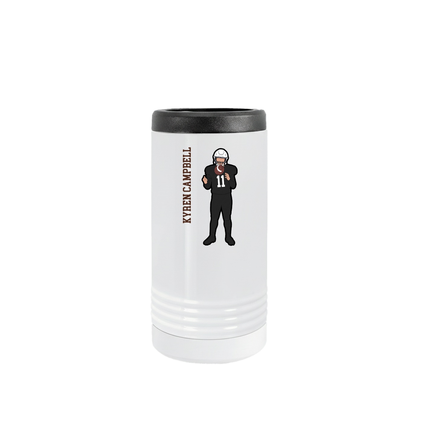 Slim Beverage Holder — Name Vertical in White