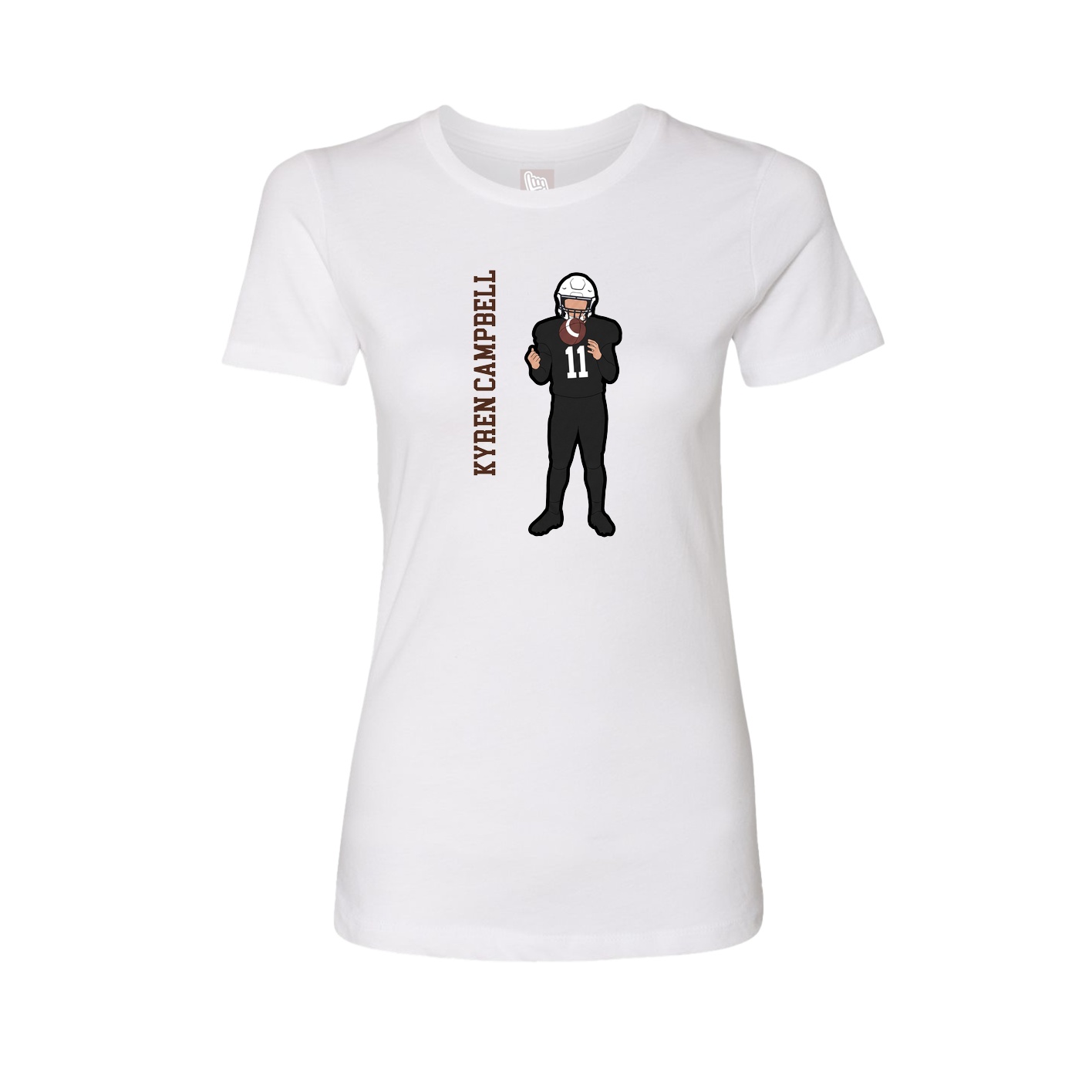 Womens Tee — Name Vertical in White
