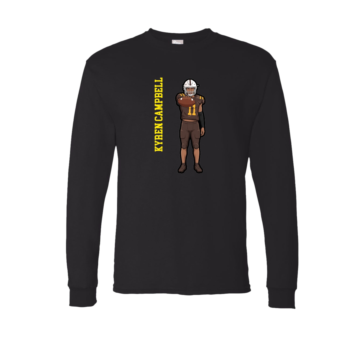 Long Sleeve Tee — Name Vertical in Black