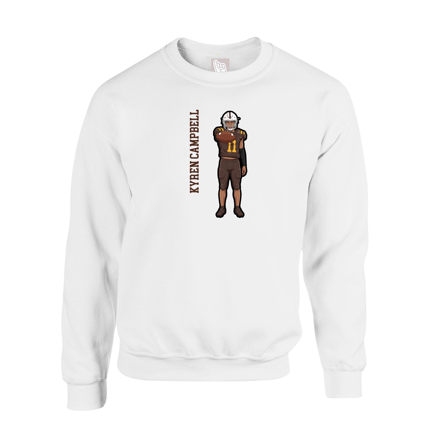 Fleece Crew — Name Vertical in White