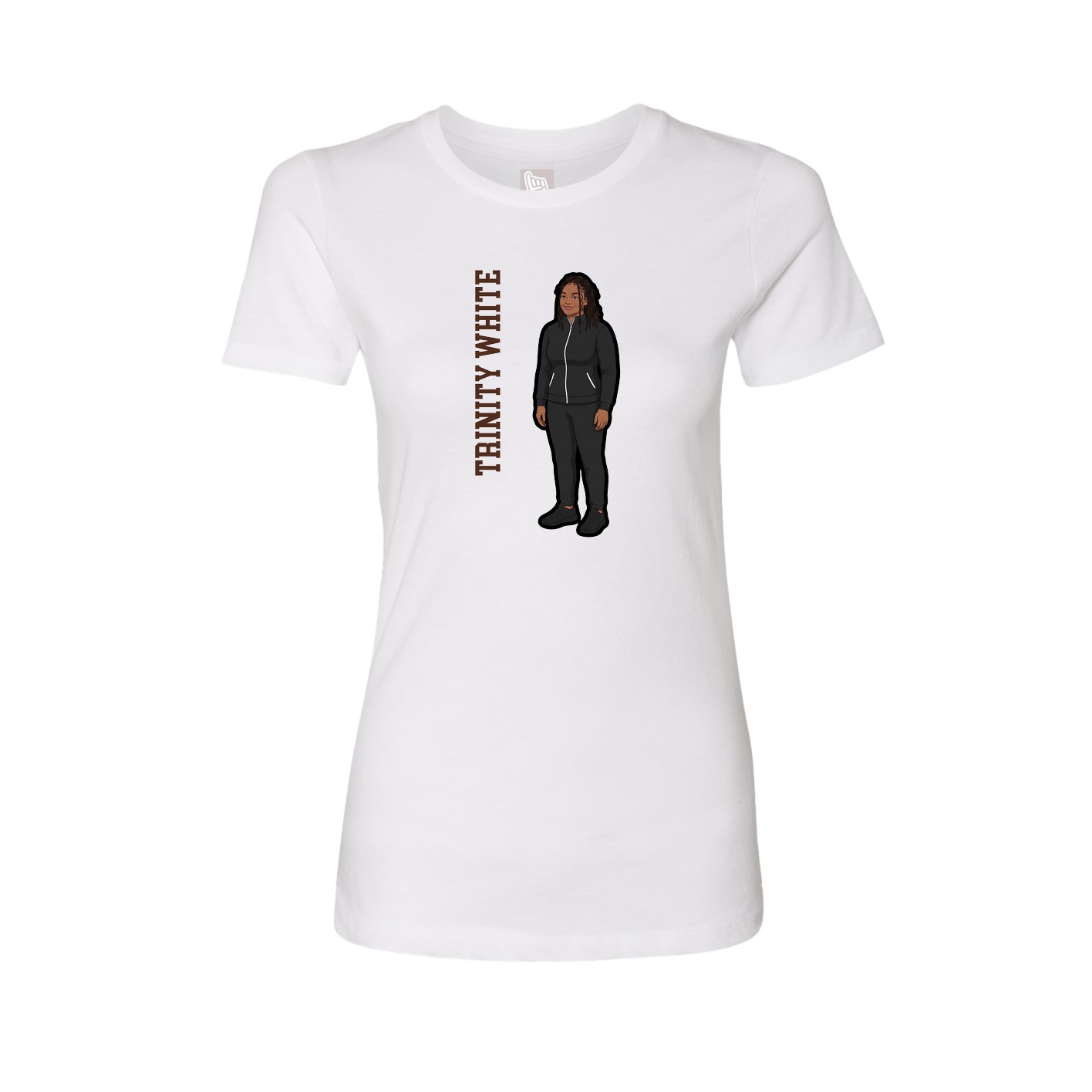 Fitted Women's Tee — Name Vertical in White