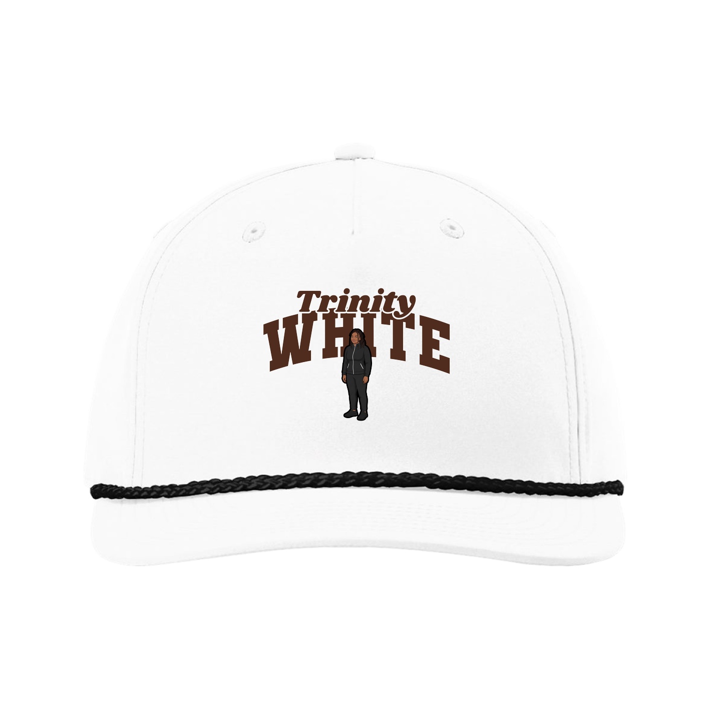 Five-Panel Classic Rope Cap — Signature Arch in White