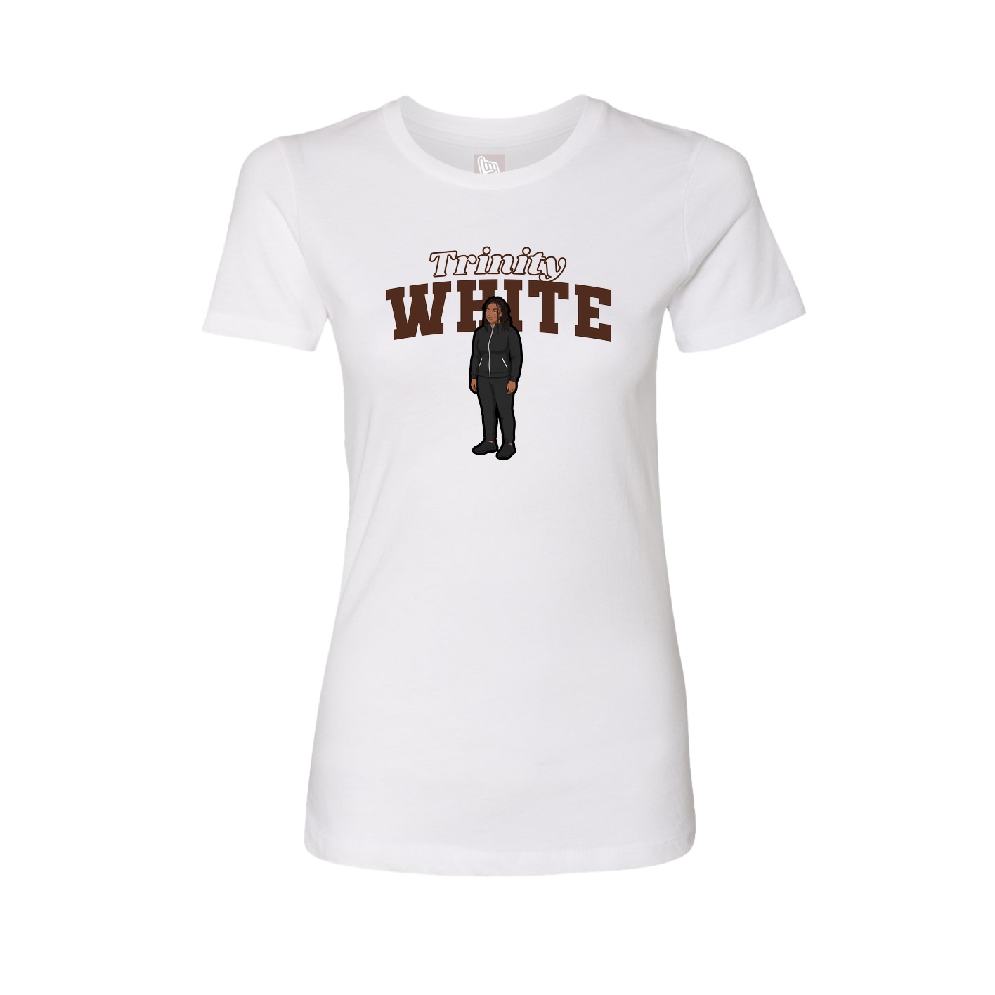 Fitted Women's Tee — Name Arch in White