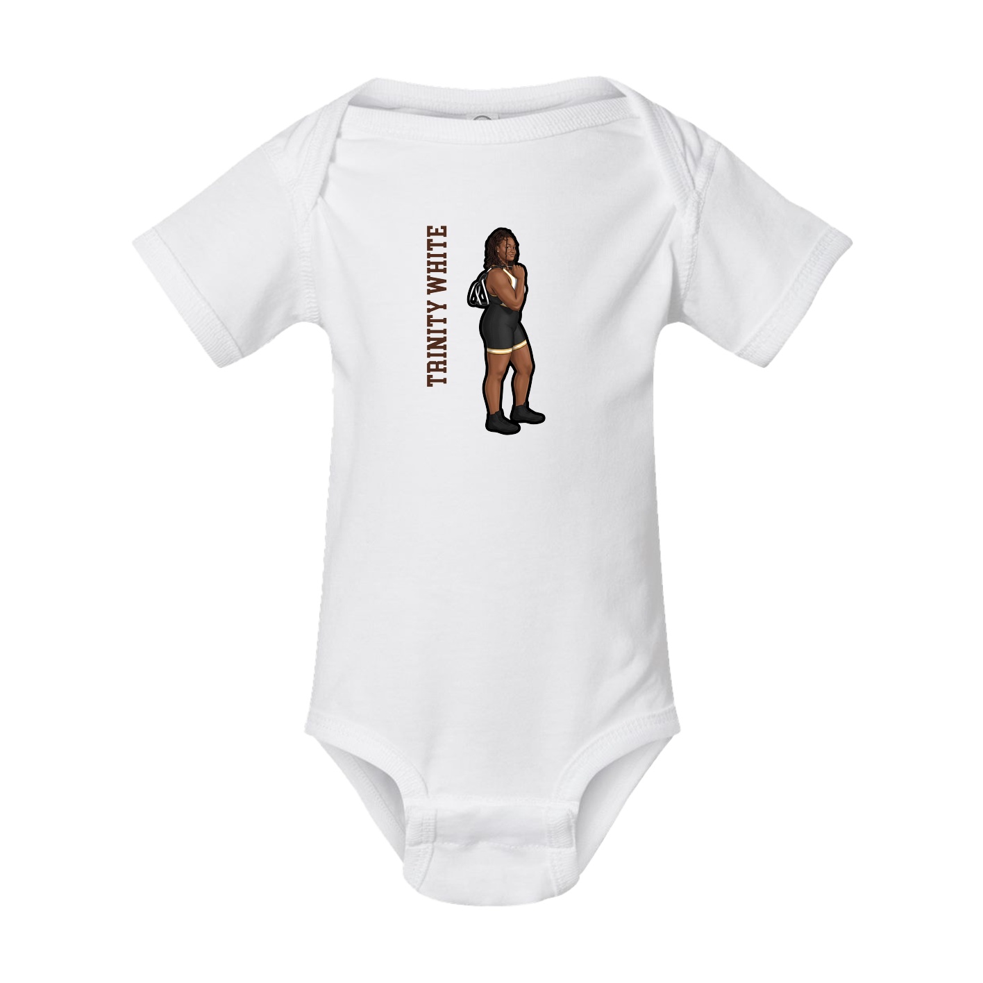 Baby Onesie — Name Vertical in White