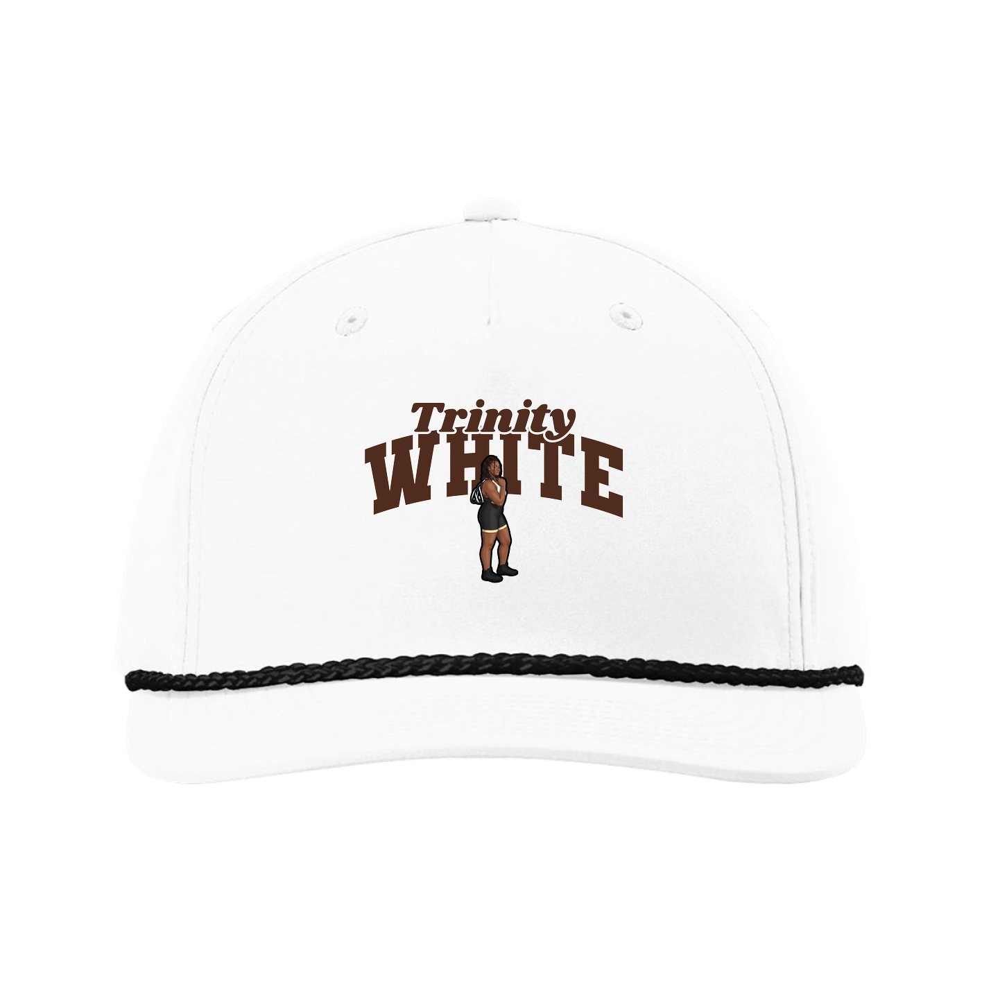 Five-Panel Classic Rope Cap — Signature Arch in White