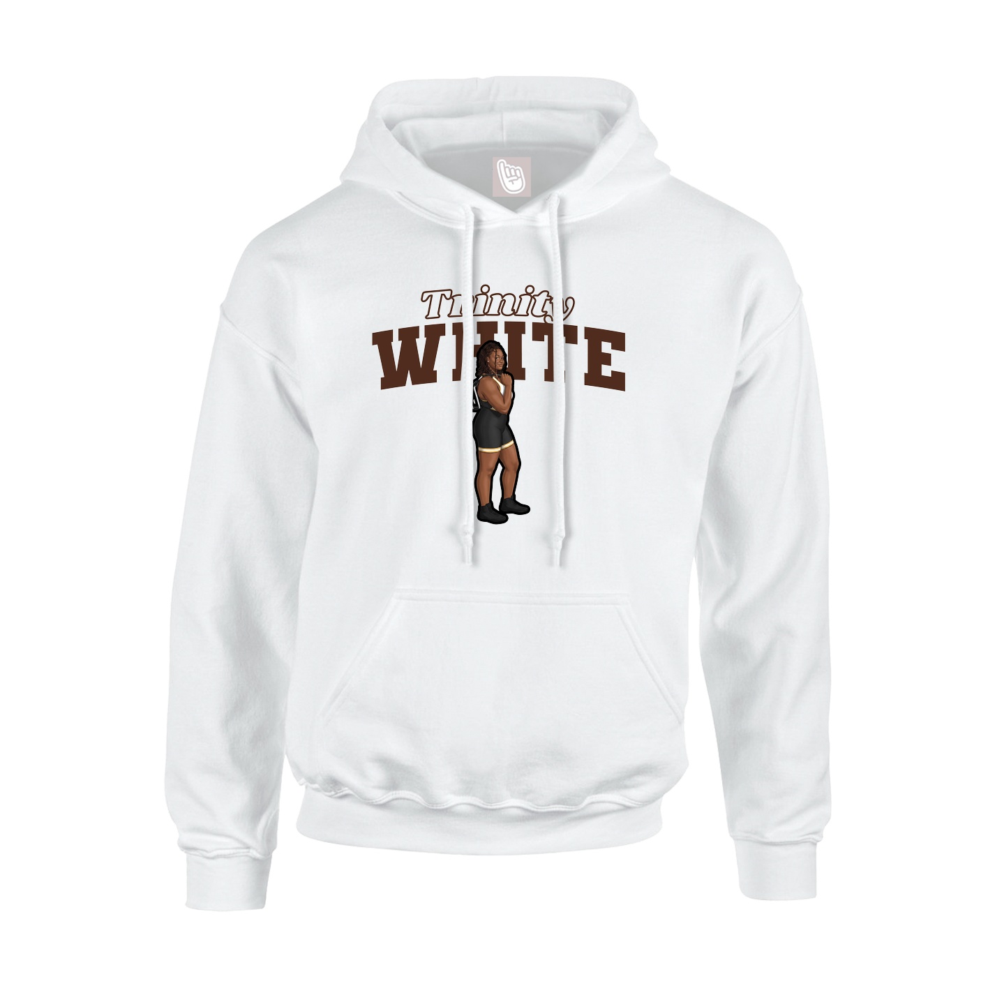 Youth Hoodie — Name Arch in White