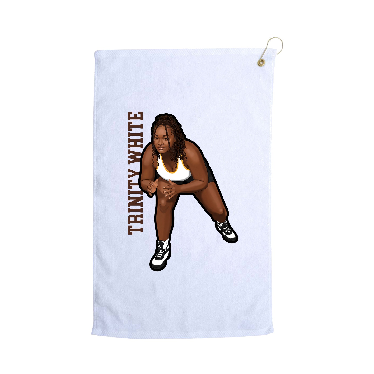 Golf Towel — Name Vertical in White