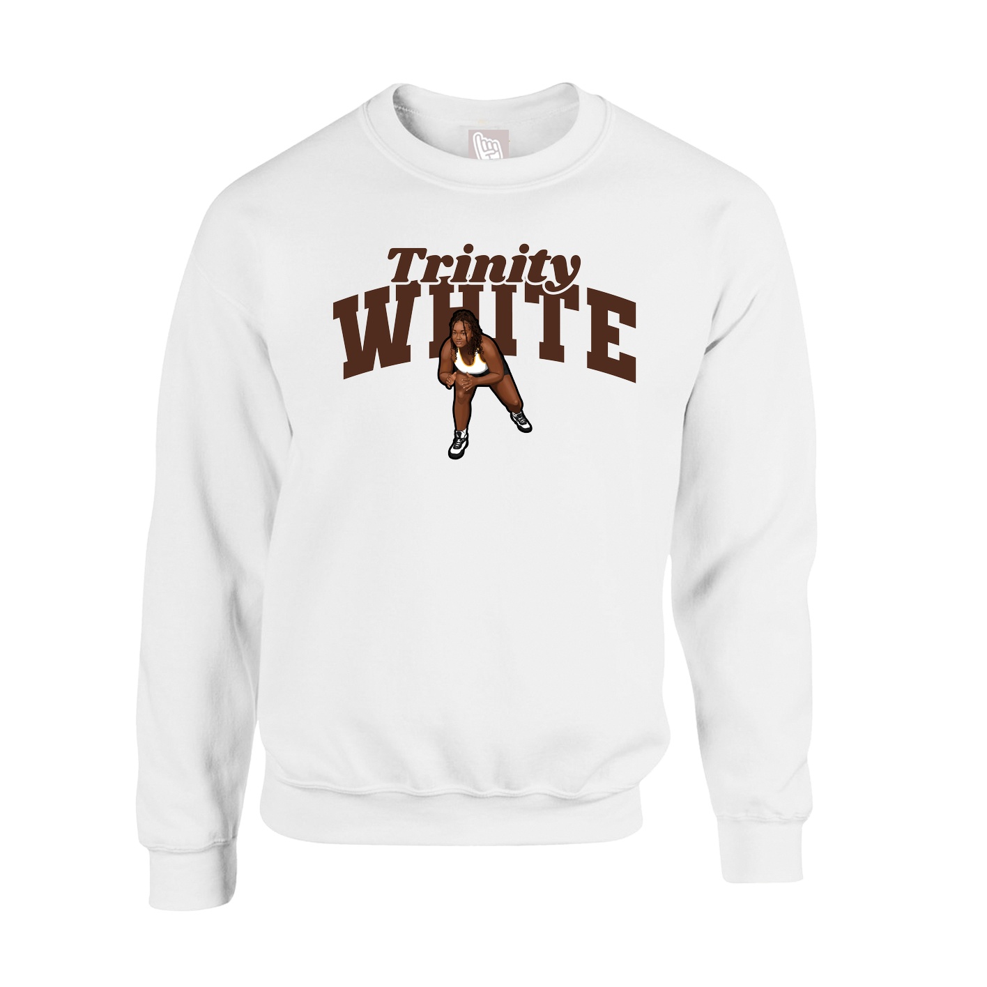 Fleece Crew — Signature Arch in White