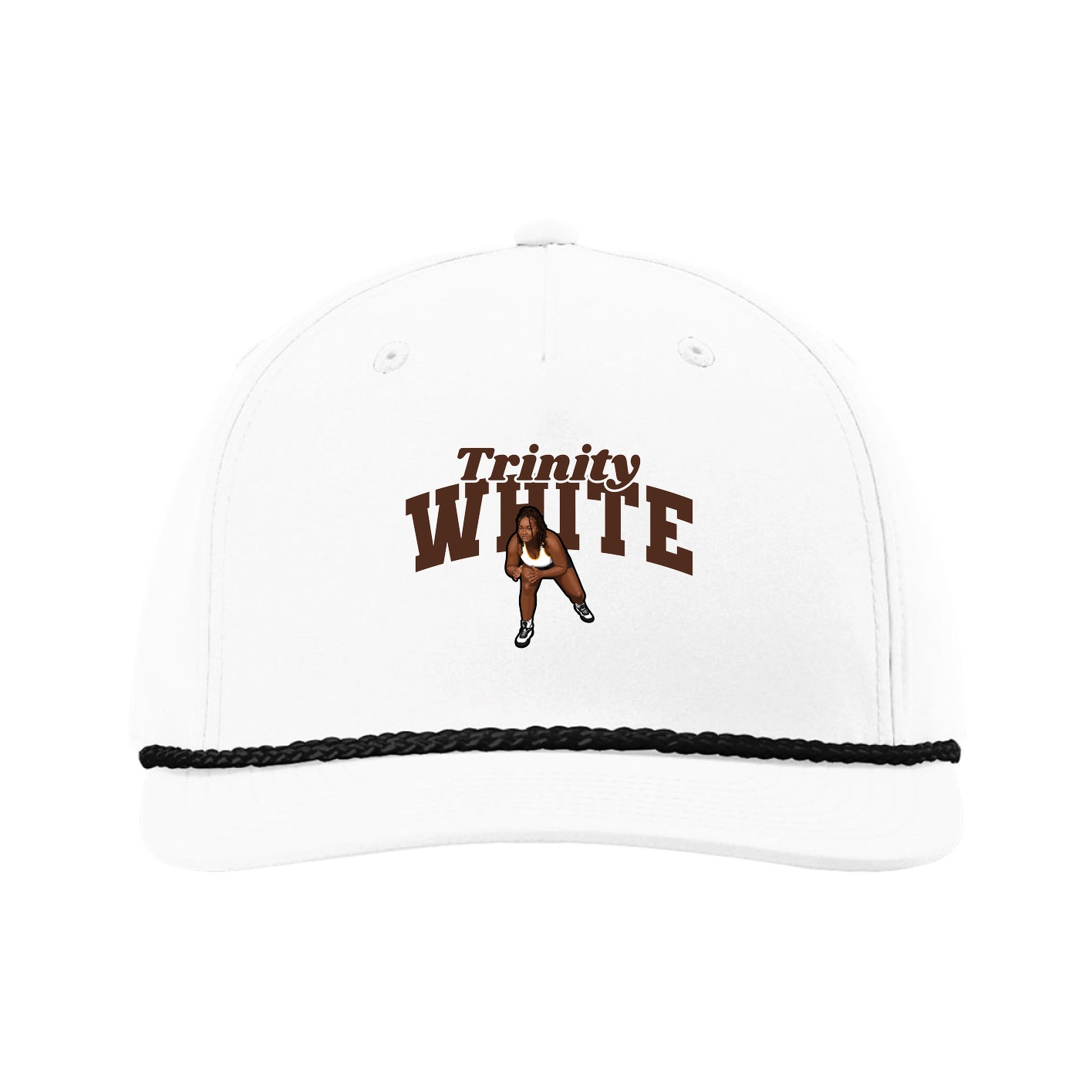 Five-Panel Classic Rope Cap — Signature Arch in White
