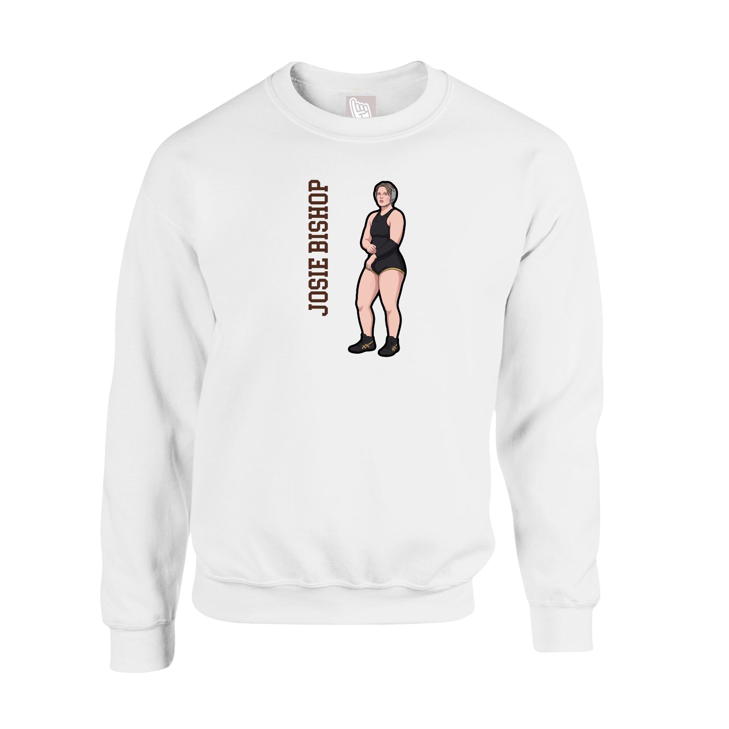 Fleece Crew — Name Vertical in White
