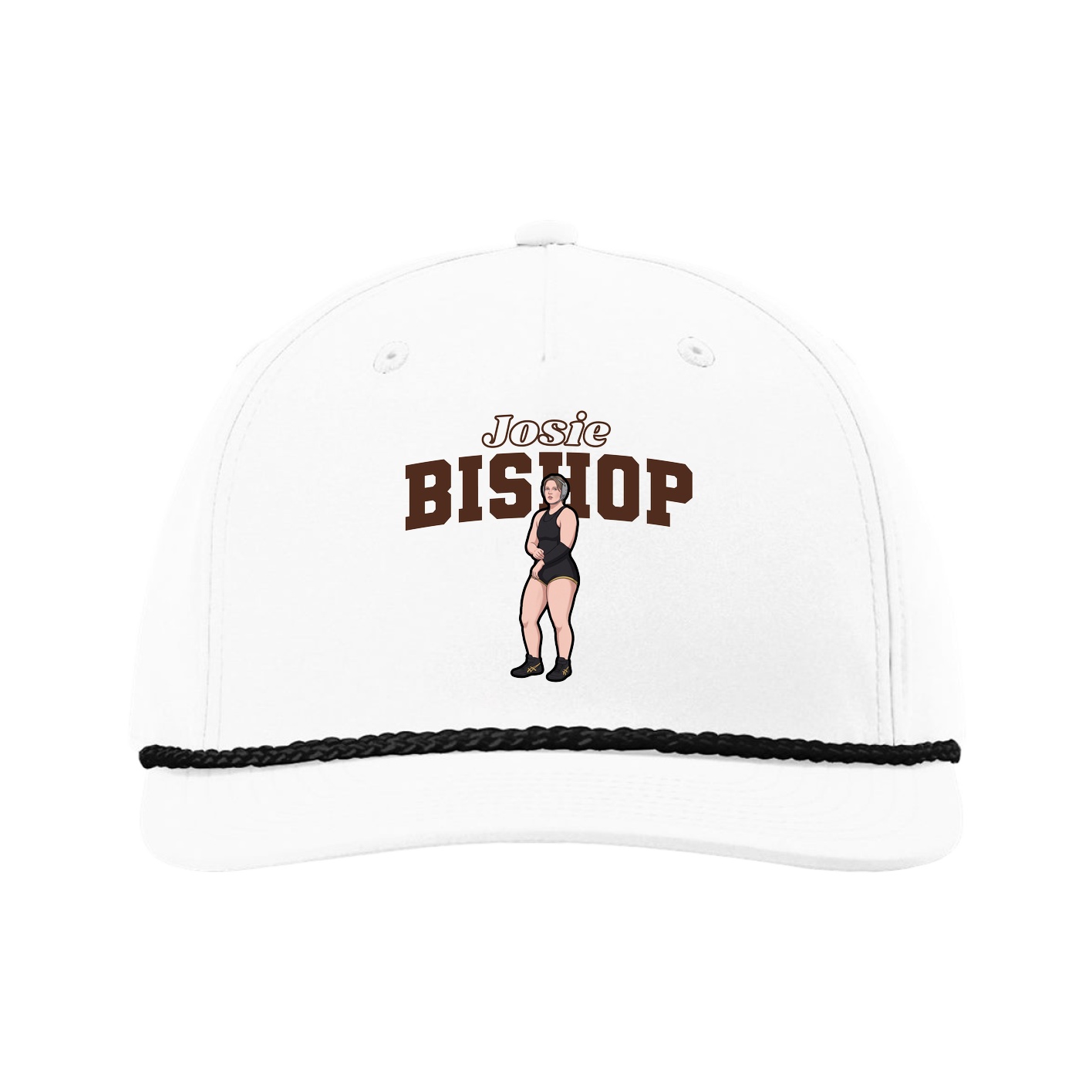 Five-Panel Classic Rope Cap — Name Arch in White