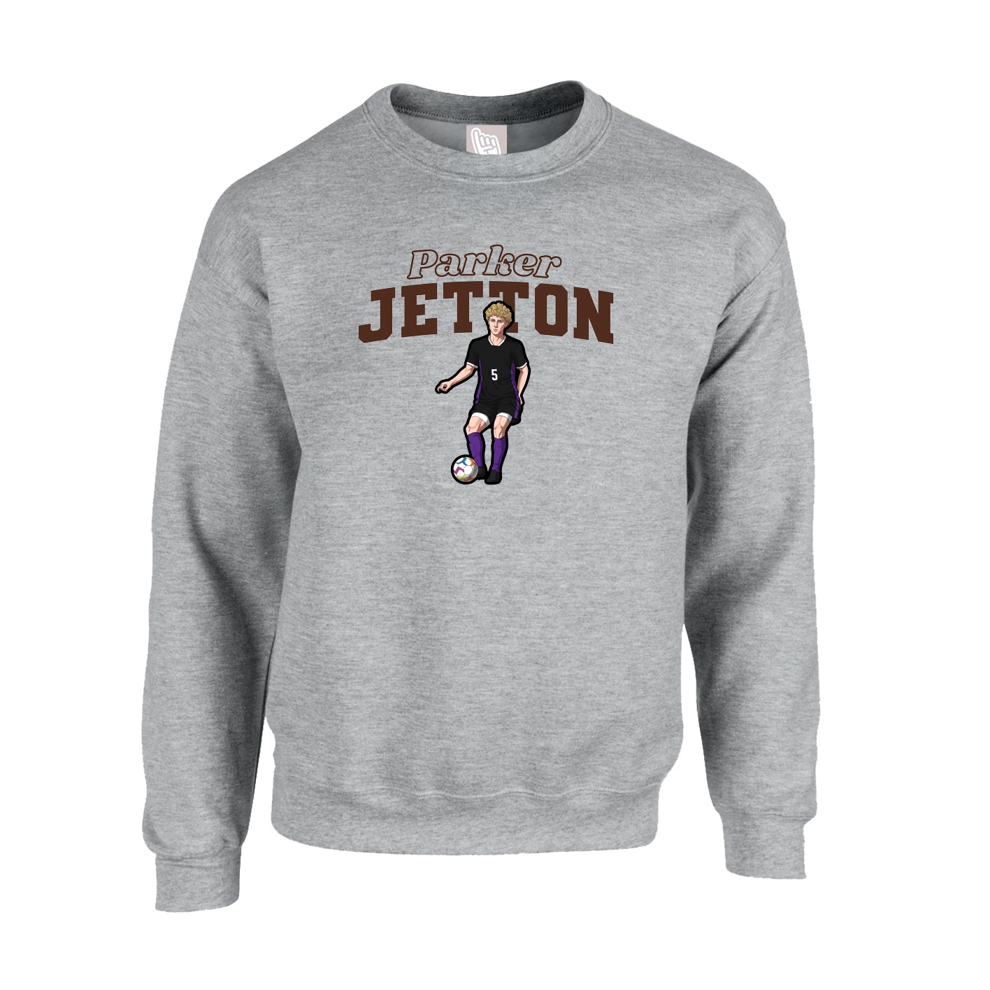 Fleece Crew — Name Arch in Grey