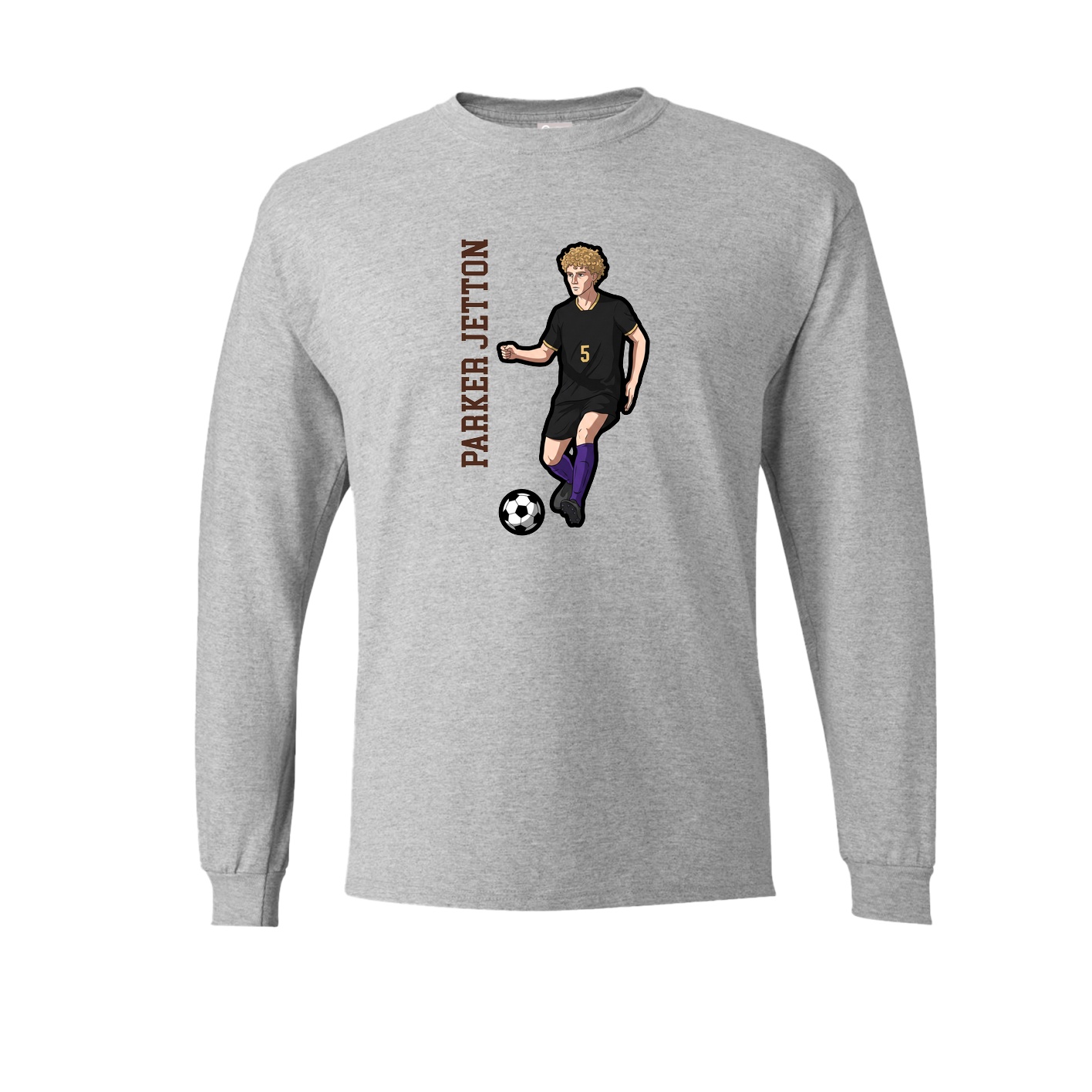 Long Sleeve Tee — Name Vertical in Grey