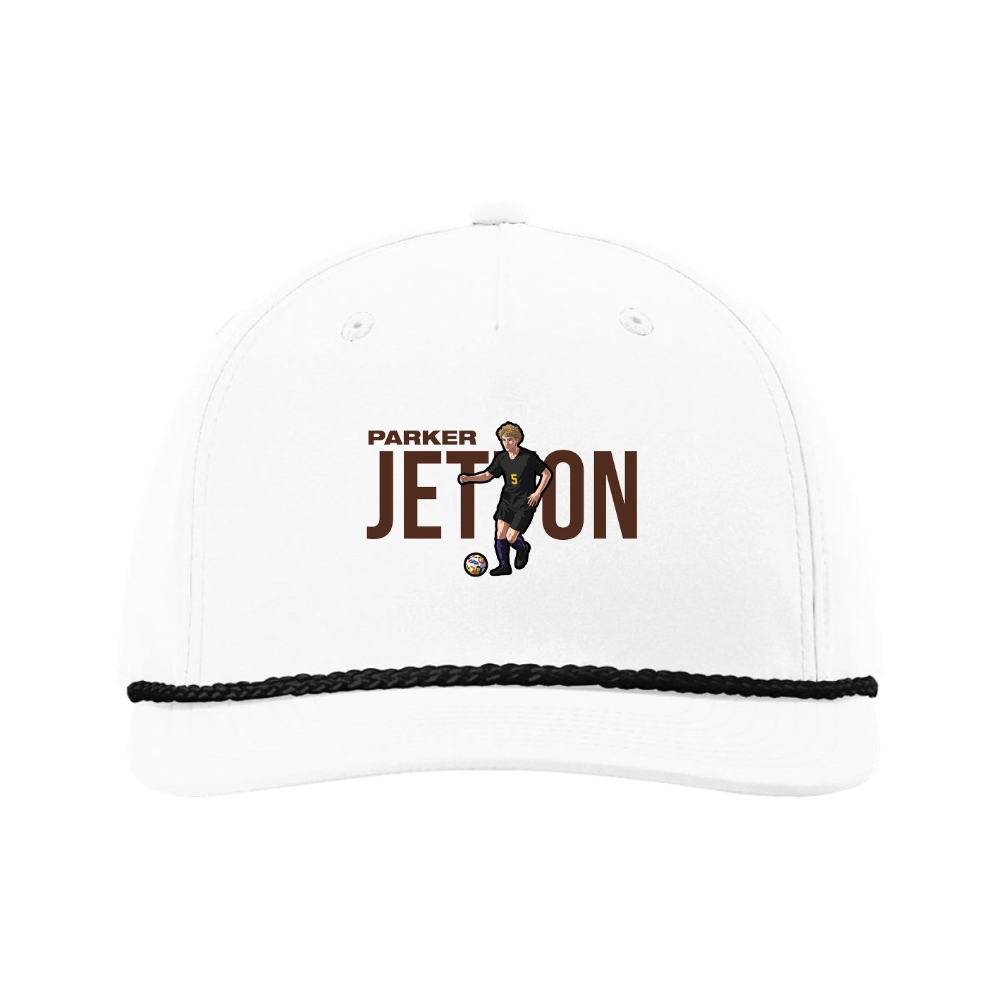 Five-Panel Classic Rope Cap — Player Name in White