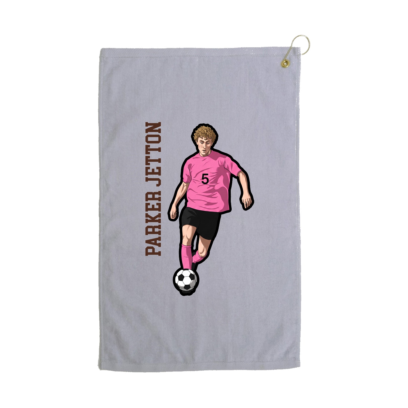 Golf Towel — Name Vertical in Grey